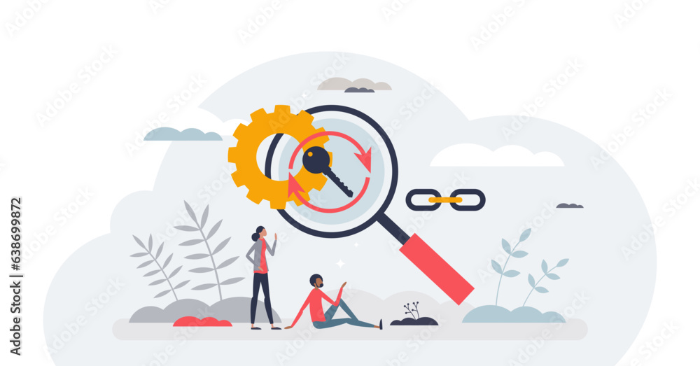 Poster seo optimization and search engine effective development tiny person concept, transparent background