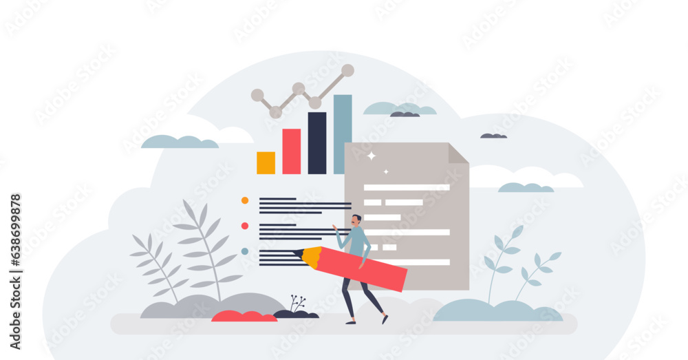 Aufkleber analysis and statistic information or data review work tiny person concept, transparent background. 