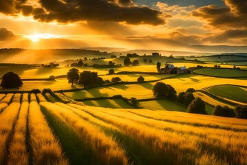 Obraz premium sunset over the field