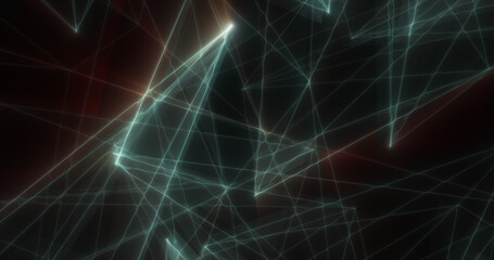 Abstract green energy lines triangles magical bright glowing futuristic hi-tech background