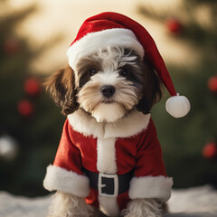Dog Dressed as Santa