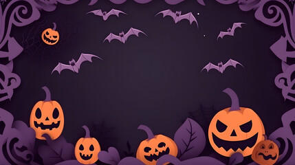 halloween background with pumpkin. Halloween party  empty a frame for text.