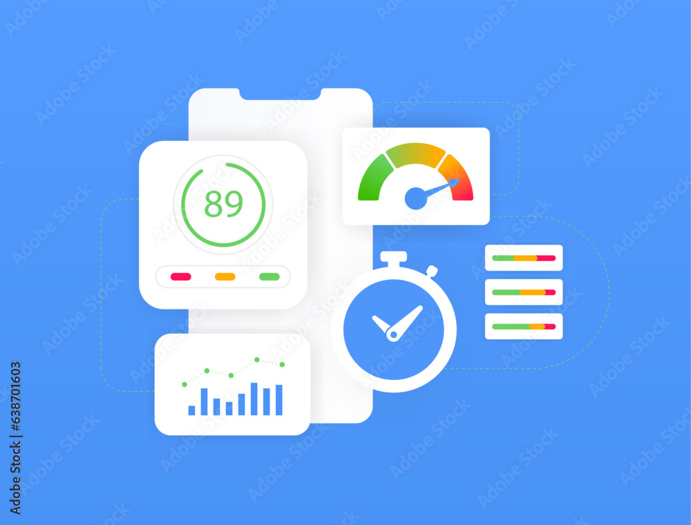 Poster website speed test concept. technical seo for enhance web page speed. website loading speed vector i