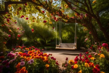 floral swing in park