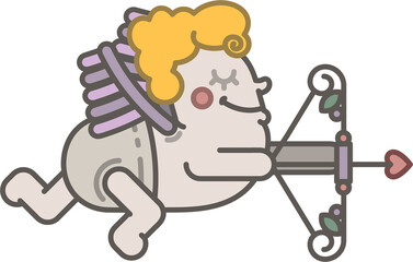 Digital png illustration of cupid with bow and arrow on transparent background