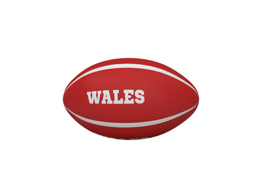 Digital png illustration of rugby ball with wales text on transparent background