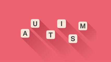 Digital png illustration of squares with autism text on transparent background