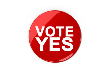 Digital png illustration of red dot with vote yes text on transparent background