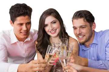 Digital png photo of smiling biracial people on transparent background