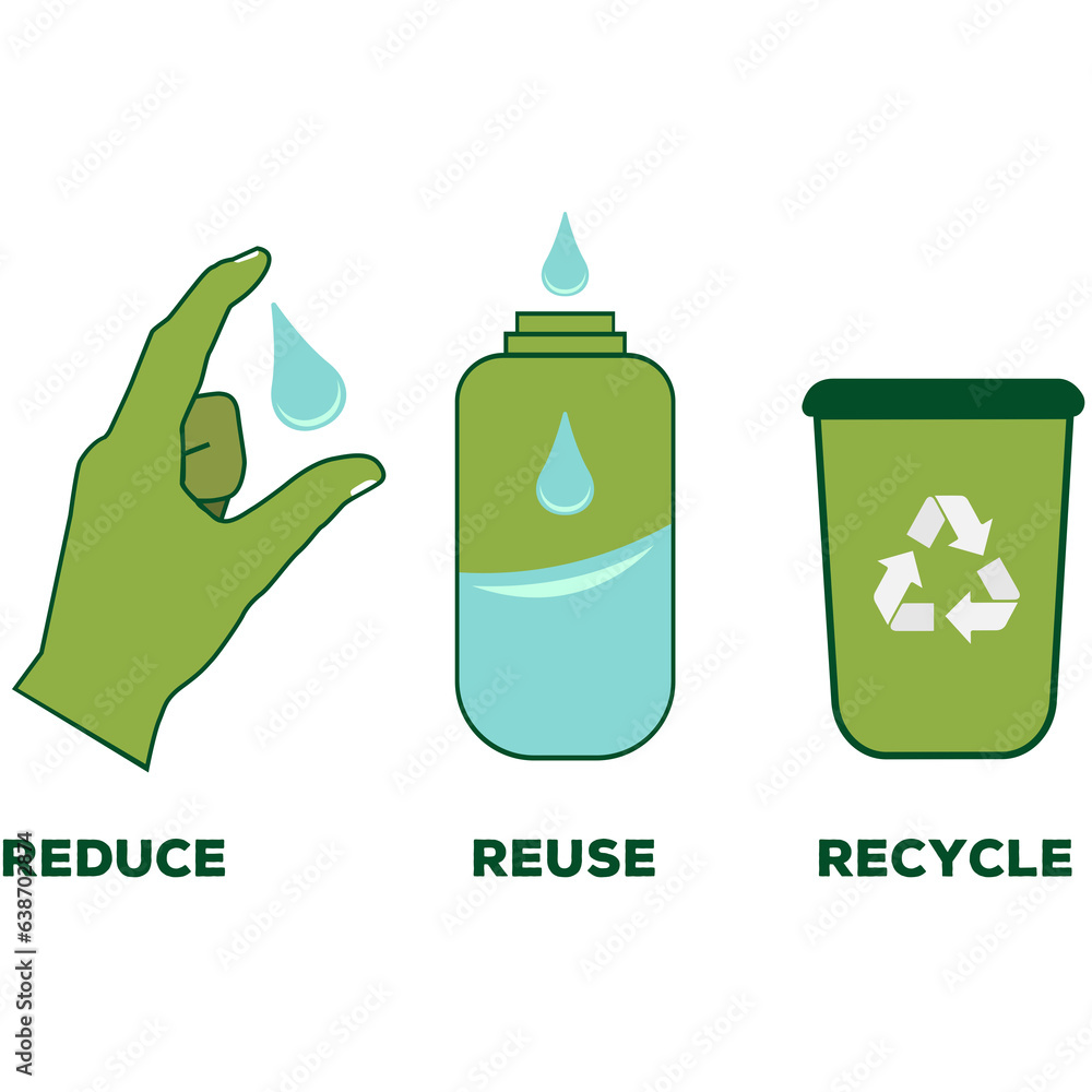 Poster digital png illustration of reduce reuse recycle text on transparent background