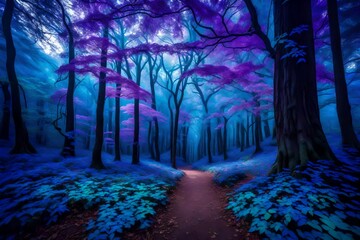 pathway in the blue forest
