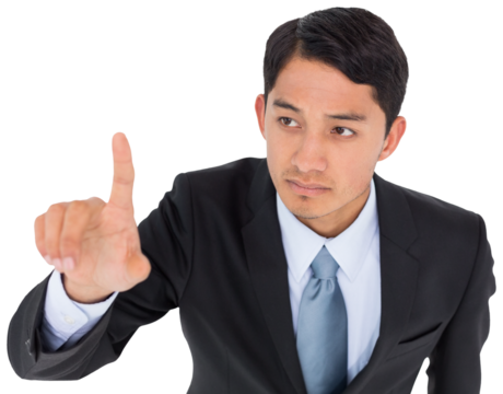 Digital png photo of biracial businessman on transparent background