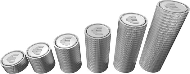 Digital png illustration of stacks of euro coins on transparent background