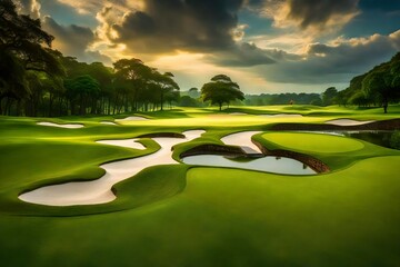 golf course on a rainy evening