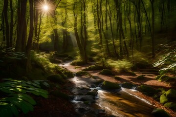 Obraz premium stream flowing in the forest