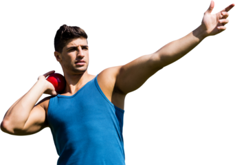 Digital png photo of caucasian male athlete on transparent background