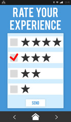 Digital png illustration of rate your experience text on transparent background