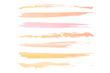 ブラシ素材　水彩タッチ　カラフルな水彩ブラシ ストローク コレクション　背景は透明