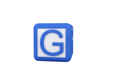 Digital png illustration of cube with g letter on transparent background