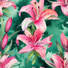 Vibrant Lilies Floral Pattern on Soft Background