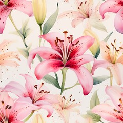 Vibrant Lilies Floral Pattern on Soft Background