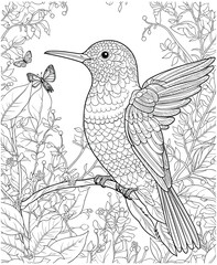 hummingbirds coloring pages for adults