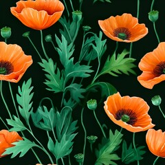 Elegant Poppies Seamless Floral Pattern