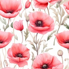Elegant Poppies Seamless Floral Pattern