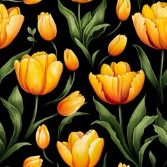 Charming Tulips Seamless Floral Pattern