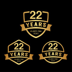 Obraz premium 22 years anniversary celebration logotype. 22nd anniversary logo collection. Set of anniversary design template. Vector illustration. 