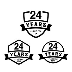 24 years anniversary celebration logotype. 24th anniversary logo collection. Set of anniversary design template. Vector illustration.
