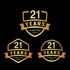 21 years anniversary celebration logotype. 21st anniversary logo collection. Set of anniversary design template. Vector illustration.
