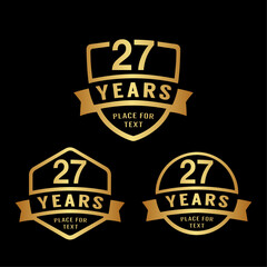 27 years anniversary celebration logotype. 27th anniversary logo collection. Set of anniversary design template. Vector illustration.
