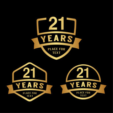 21 years anniversary celebration logotype. 21st anniversary logo collection. Set of anniversary design template. Vector illustration.
