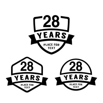 28 years anniversary celebration logotype. 28th anniversary logo collection. Set of anniversary design template. Vector illustration.
