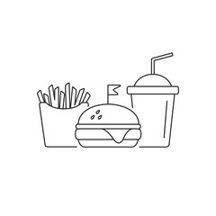 Fast food menu line icon isolated on white background. Vector outline illustration