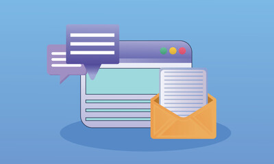 Email Marketing Design.on blue background.Vector Design Illustration.