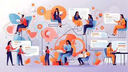 Online meeting management abstract design concept vector illustrations.