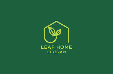 
Luxury line home leaf nature logo design