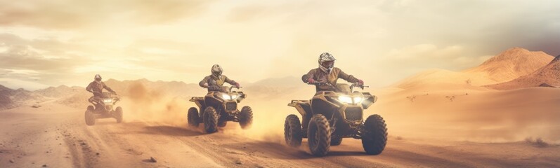 Fototapeta premium Quad bikes desert banner