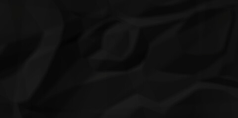 Black silk crumple black paper wrinkled poster template ,blank glued creased paper texture background. black paper crumled backdrop background. used for cardboard and clarkboard.