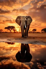 Fototapeten Elephant at Sunset © LadyAI