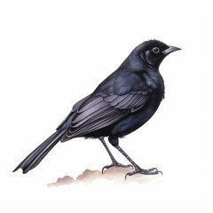 Brewers blackbird bird isolated on white. Generative AI