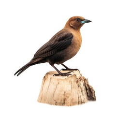 Brown-headed cowbird bird isolated on white. Generative AI