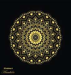 Abstract golden ornament or flower mandala and use floor background
