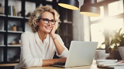 Business Woman working on laptop computer in the office