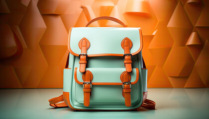 photography school bag for children,pastel background.generative ai