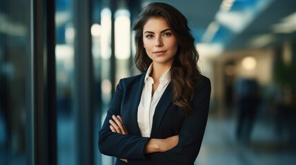 portrait of a businesswoman smiling at the camera. standing at office