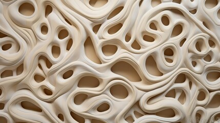 Generative AI, white, ivory and beige modelling clay, gypsum or ceramic background and texture, curls and flowing forms