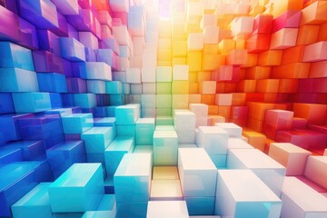 A rainbow colored 3D cubes background. Generative AI.